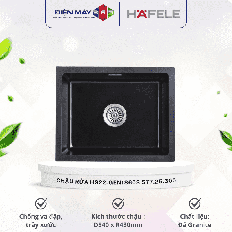 Chậu Rửa Hafele HS22-GEN1S60S - màu Đen 577.25.300 3 Chậu Rửa Hafele HS22-GEN1S60S - màu Đen 577.25.300