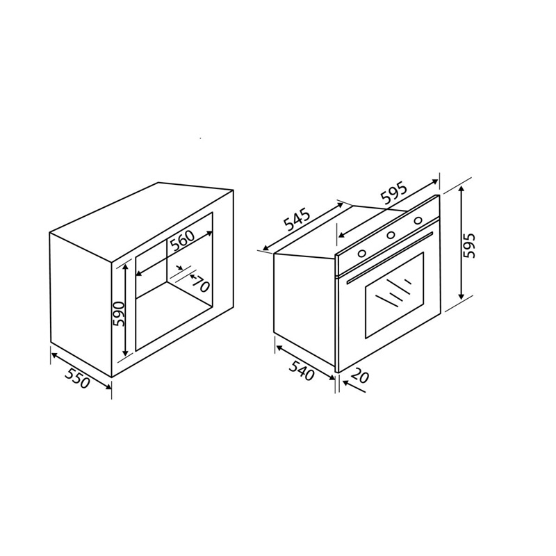 Lò nướng Malloca EB - 56ECD4G - 8BC36 4 Kích thước lò nướng Malloca EB - 56ECD4G - 8BC36