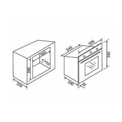 Lò nướng Malloca EB - 56ERCDG - 8C11R 5 Kích thước lò nướng Malloca EB - 56ERCDG - 8C11R