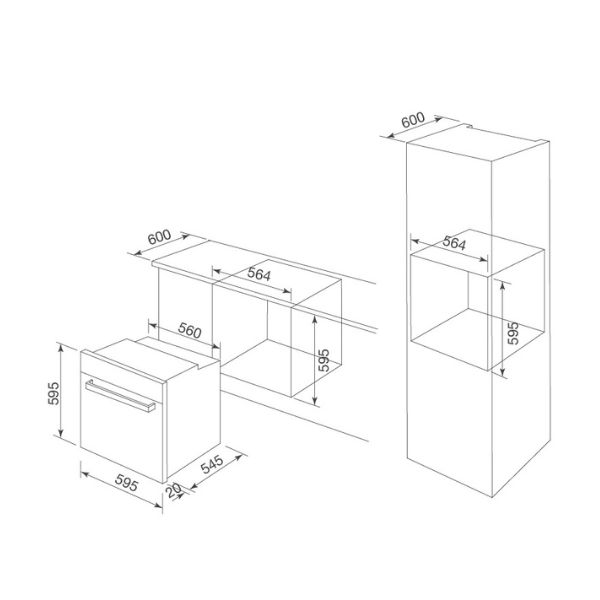 Lò nướng kết hợp vi sóng Malloca MOV-72 CB 4 Kích thước của Lò nướng kết hợp vi sóng Malloca MOV-72 CB