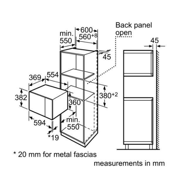 Lò vi sóng Bosch HMT84M654 4 Kích thước của Lò vi sóng Bosch HMT84M654