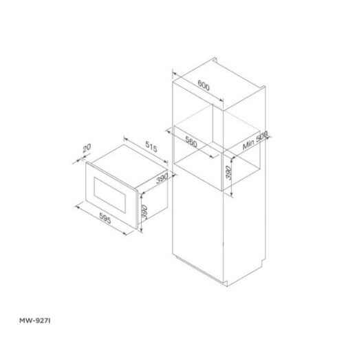 Lò vi sóng Malloca MW-927I 7 Kích thước của Lò vi sóng Malloca MW-927I