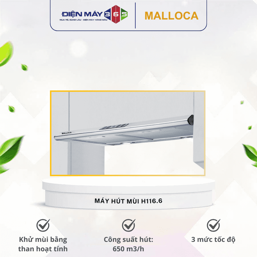 Máy hút khói khử mùi Malloca H116.6 3 Máy hút khói khử mùi Malloca H116.6