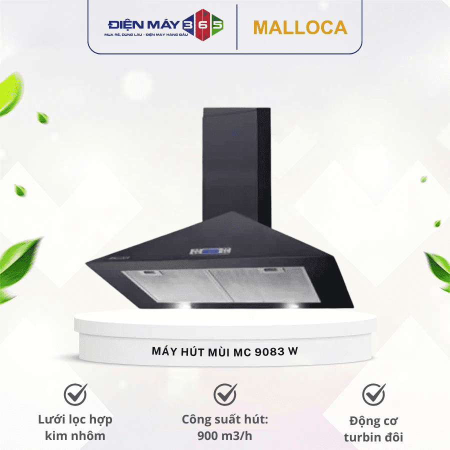 Máy hút mùi dạng ống khói Malloca MC 9083 W 3 Máy hút mùi dạng ống khói Malloca MC 9083 W