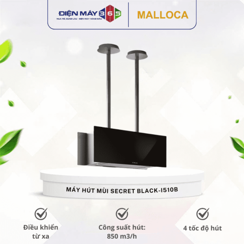 Máy hút mùi đảo Malloca Secret Black-I510B