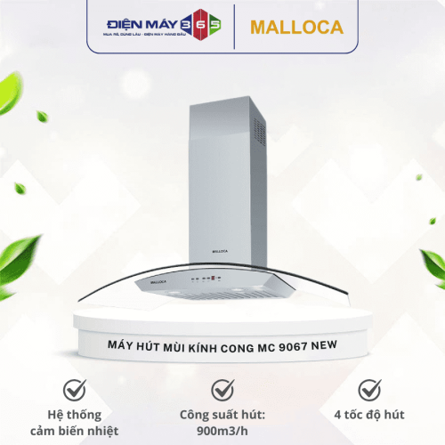Máy hút mùi kính cong Malloca MC 9067 New