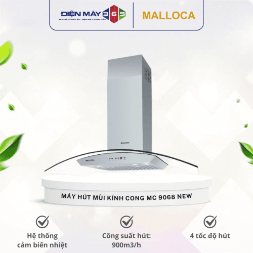 Máy hút mùi kính cong Malloca MC 9068 New