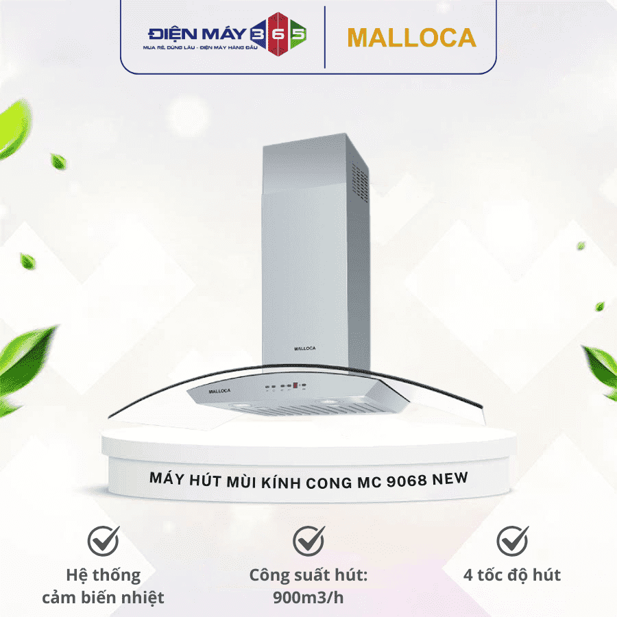 Máy hút mùi kính cong Malloca MC 9068 New 3 Máy hút mùi kính cong Malloca MC 9068 New