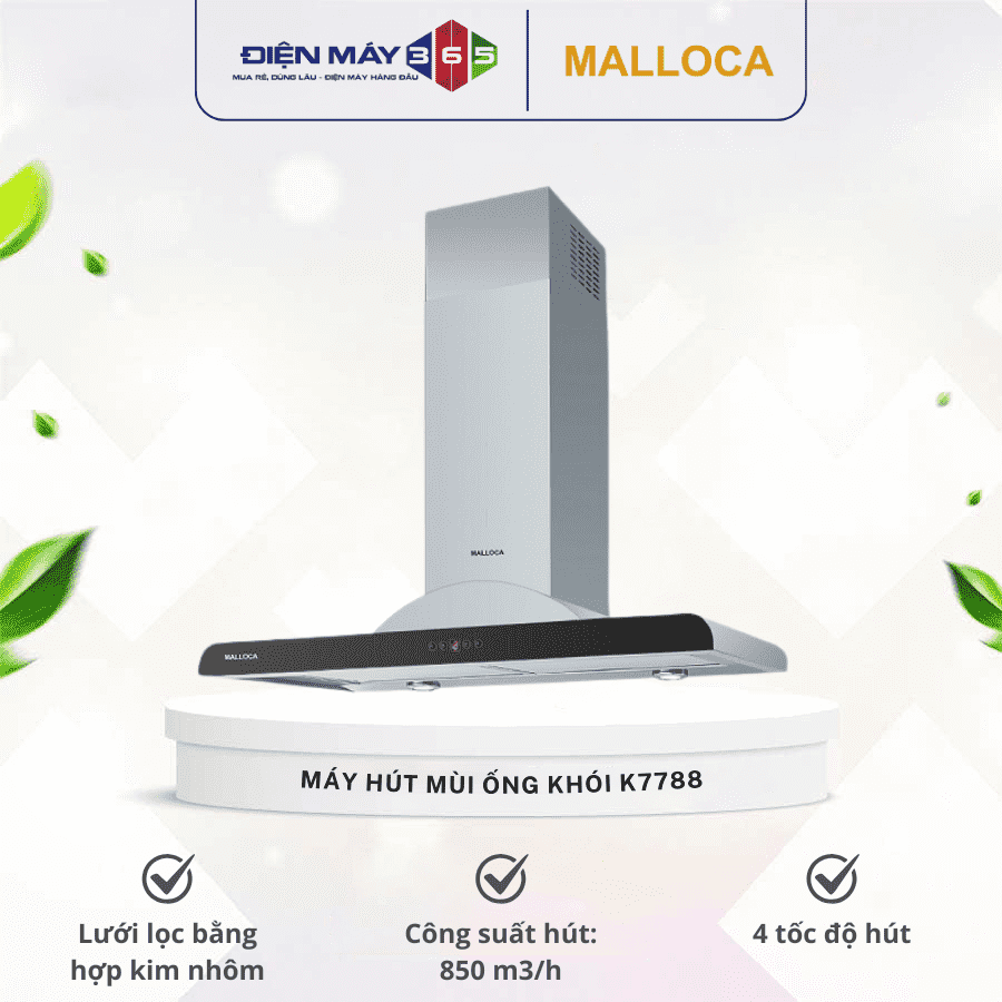 Máy hút mùi ống khói Malloca K7788 3 Máy hút mùi ống khói Malloca K7788