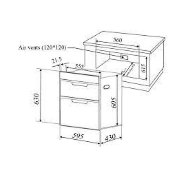 Máy sấy bát Malloca MDC-21C 4 Kích thước của Máy sấy bát Malloca MDC-21C