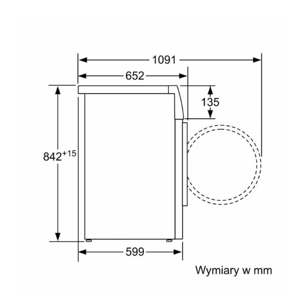 Máy sấy Bosch WTW85562PL 5 Kích thước của Máy sấy Bosch WTW85562PL