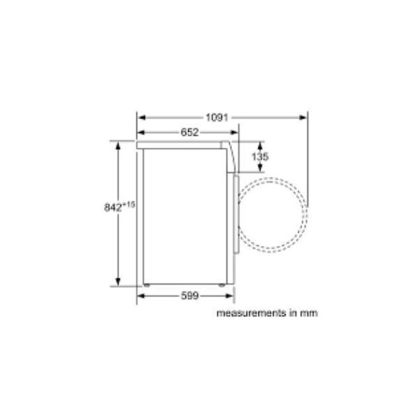 Máy sấy quần áo BOSCH WTW85460BY 4 Kích thước của Máy sấy quần áo BOSCH WTW85460BY