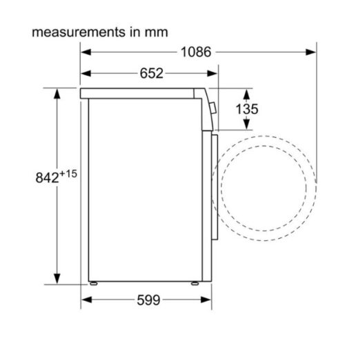 Máy sấy quần áo Bosch WTW876H8SG 6 Kích thước của Máy sấy quần áo Bosch WTW876H8SG