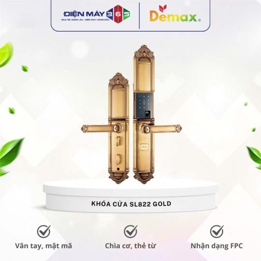 Khóa cửa điện tử Demax SL822 Gold cho đại sảnh - biệt thự 4 Khoa cua dien tu Demax SL822 Gold cho dai sanh – biet thu