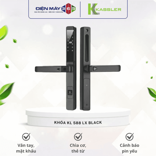 Khóa điện tử Kassler KL 588 LX Black/ Khóa cửa nhôm