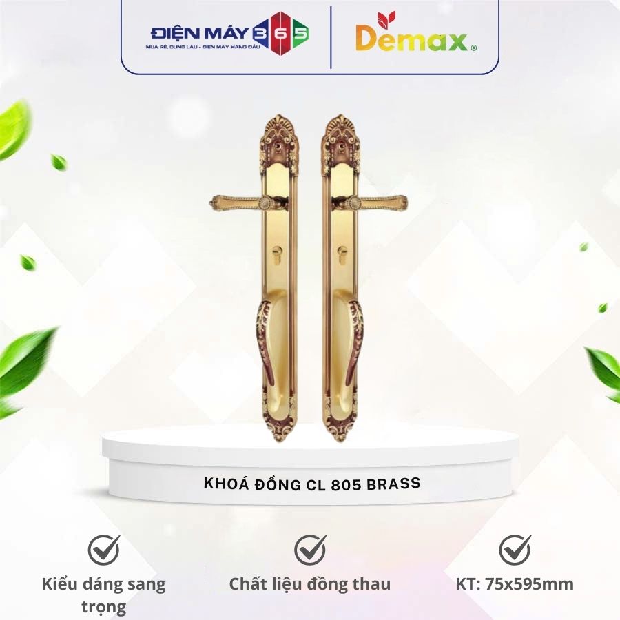 Khóa cửa chính Demax CL805 Brass 3 Khóa cửa chính Demax CL805 Brass