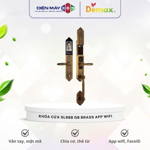 Khoa cua dai sanh – biet thu Demax SL988 GB Brass App Wifi