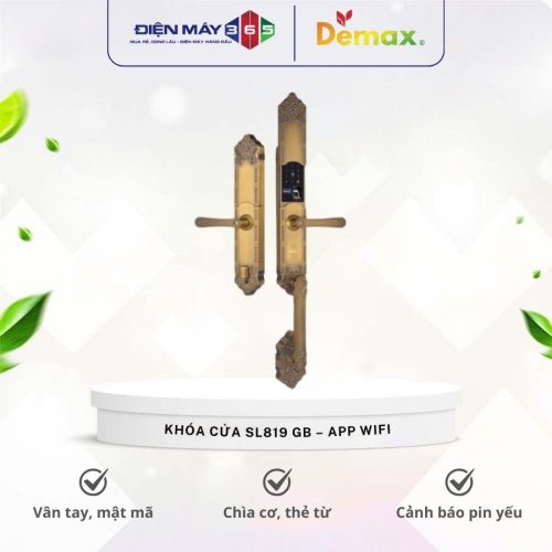 Khóa cửa điện tử đại sảnh -  biệt thự Demax SL819 GB - APP WIFI