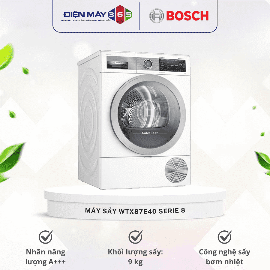 Máy sấy quần áo Bosch WTX87E40 Serie 8 3 Máy sấy quần áo Bosch WTX87E40 Serie 8