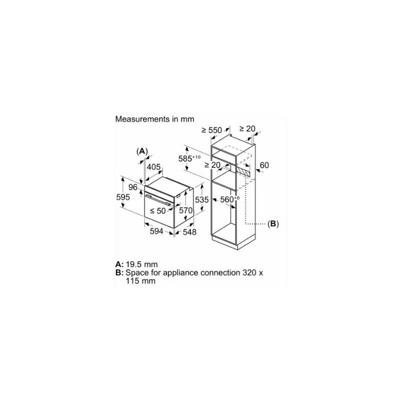 Lò nướng Bosch HBA5360B0K 8 Kích thước của Lò nướng Bosch HBA5360B0K