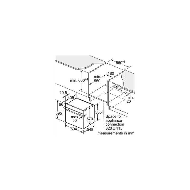 Lò nướng Bosch HBA5360B0K 7 Kích thước của Lò nướng Bosch HBA5360B0K