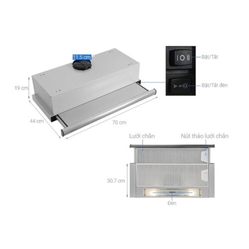 Máy hút mùi âm tủ Teka TL 7310 SS 113080003 7 Kích thước máy hút mùi âm tủ Teka TL 7310 SS