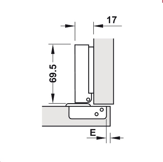 Bản Lề Metalla SM 95° Trùm Ngoài Hafele 308.03.003 3 Bản Lề Metalla SM 95° Trùm Ngoài Hafele 308.03.003