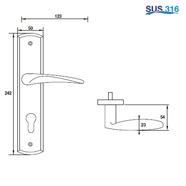 Tay Nắm Gạt Đế Dài C/C 72mm Hafele 903.78.590 3 Tay Nắm Gạt Đế Dài C/C 72mm Hafele 903.78.590
