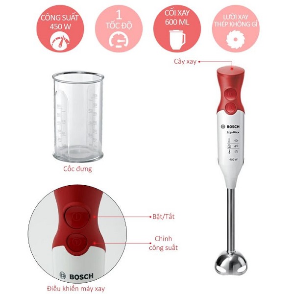 Máy xay cầm tay Bosch MSM64110 4 Máy xay cầm tay Bosch MSM64110 - Ảnh 3