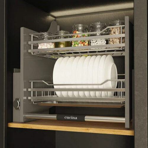 Rổ bát đĩa di động lướt dẹt Lento Hafele 504.76.015 Inox 304