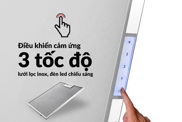 Máy hút mùi Eurosun EH-70CN78W 5 Điều khiển của máy hút mùi Eurosun EH-70CN78W