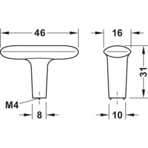Tay nắm vàng mờ 46x31mm Hafele 106.70.123 5 Tay nắm vàng mờ 46x31mm Hafele 106.70.123