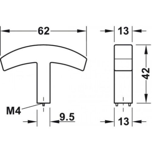 Tay nắm crom bóng 62x42mm Hafele 106.70.130 5 Tay nắm crom bóng 62x42mm Hafele 106.70.130