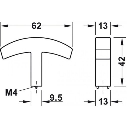 Tay nắm crom bóng 62x42mm Hafele 106.70.130 4 Tay nắm crom bóng 62x42mm Hafele 106.70.130
