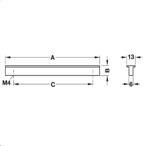 Tay nắm nhôm 150mm Hafele 107.24.902 4 Tay Nắm Nhôm 150mm Hafele 107.24.902