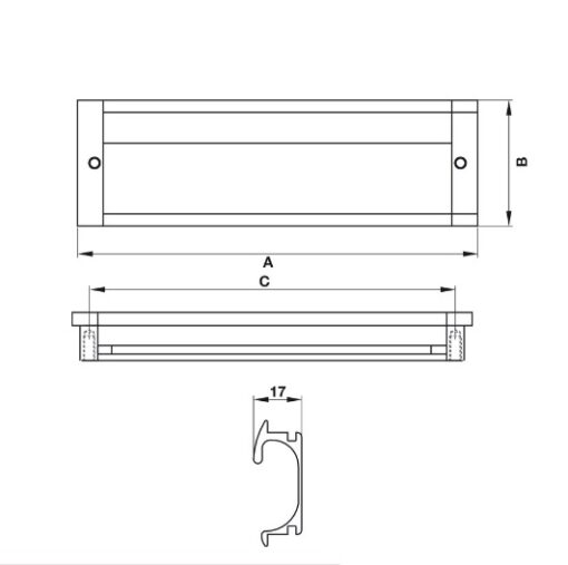 Tay nắm tủ âm 205mm Hafele 151.76.924 4 Tay Nắm Tủ Âm 205mm Hafele 151.76.924
