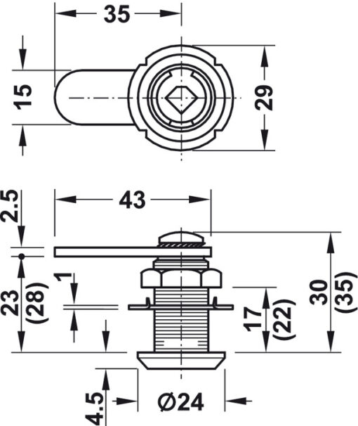 Vỏ khóa cốp SYMO 300 Hafele 235.88.621 4 Vỏ khóa cốp SYMO 300 Hafele 235.88.621