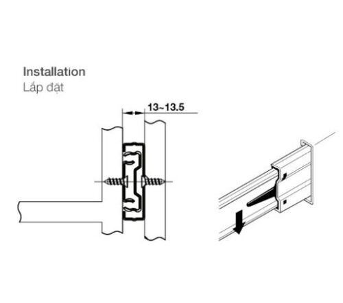 Ray bi nhấn mở 350mm Hafele 494.02.082 5 Ray bi nhấn mở 350mm Hafele 494.02.082