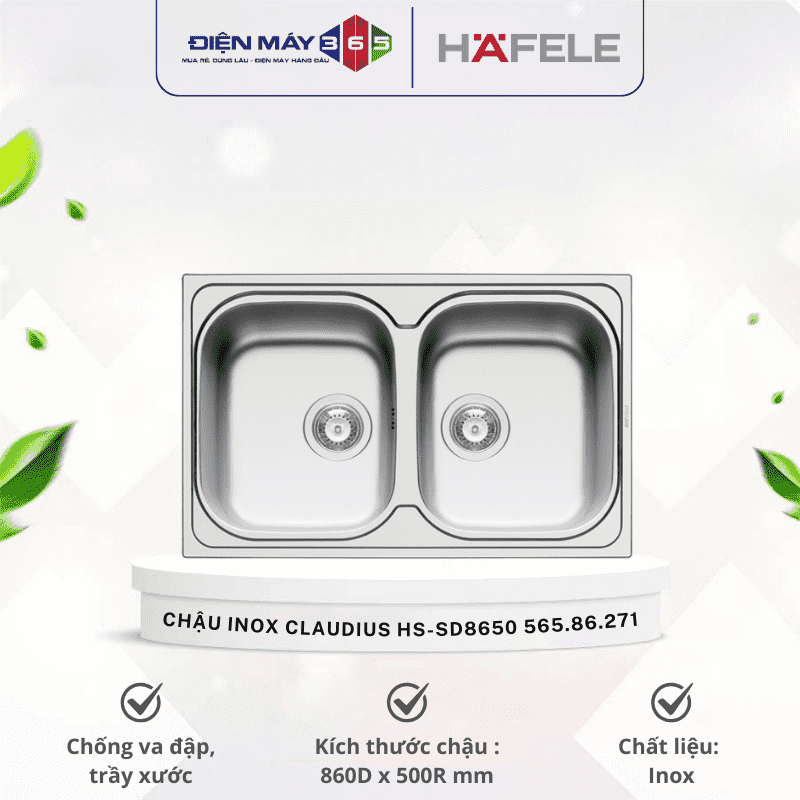 Chậu inox Hafele CLAUDIUS HS-SD8650 565.86.271 3 Chậu inox Hafele CLAUDIUS HS-SD8650 565.86.271