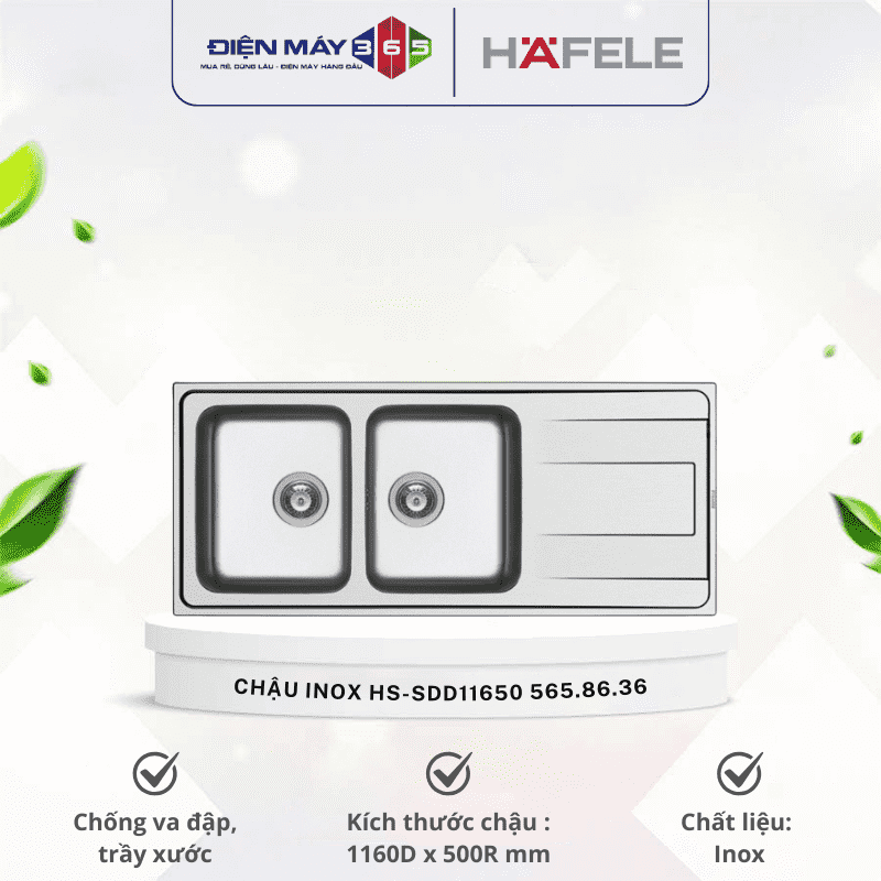 Chậu inox Hafele CHẬU HÄFELE INOX VALERIAN HS-SDD11650 565.86.36 3 Chậu inox Hafele CHẬU HÄFELE INOX VALERIAN HS-SDD11650 565.86.36