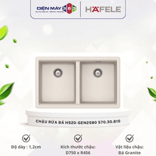 Chậu rửa đá HS20-GEN2S80 Hafele 570.30.810 4 570 optimized.30.810