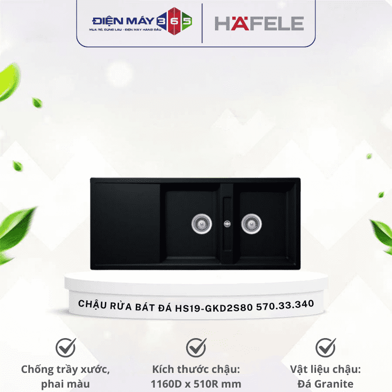 Chậu rửa bát đá Hafele HS19-GKD2S80 570.33.340 3 Chậu rửa bát đá Hafele HS19-GKD2S80 570.33.340