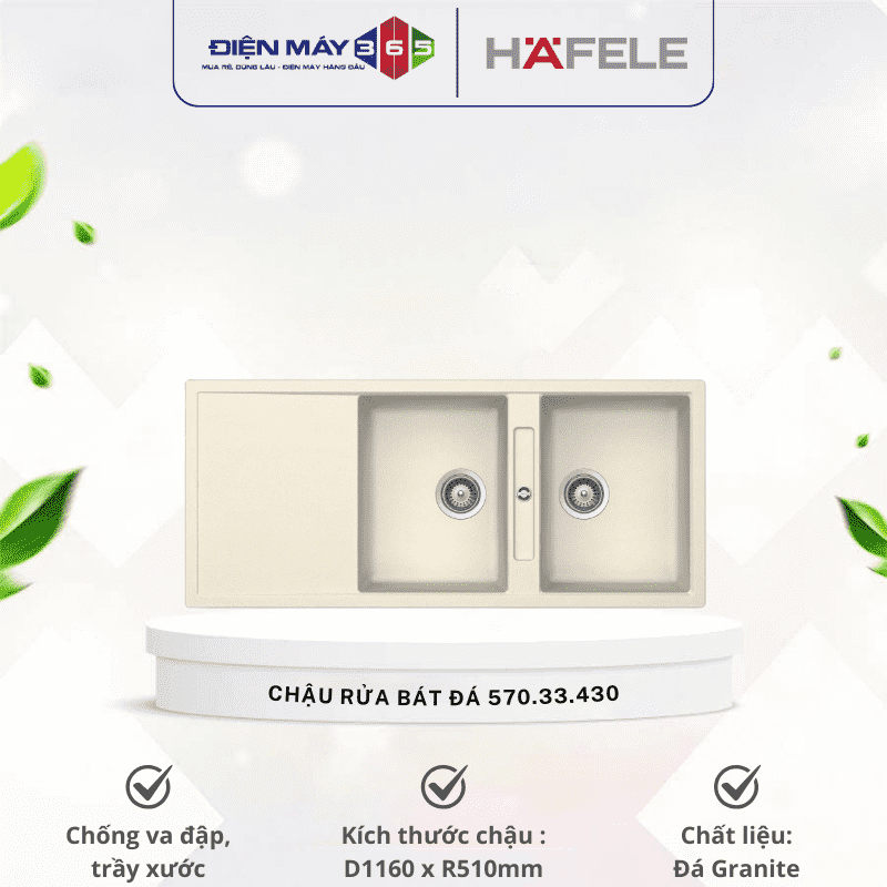 Chậu rửa bát đá Hafele HS20-GKD2S80 570.33.430 3 Chậu rửa bát đá Hafele HS20-GKD2S80 570.33.430