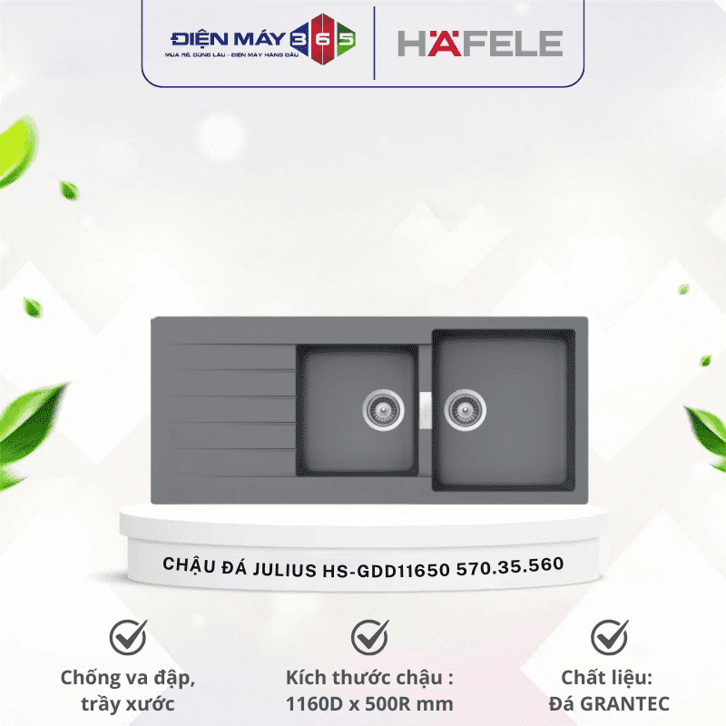 Chậu Rửa Chén Hafele HS18-GED2R80 570.35.560 3 Chậu Rửa Chén Hafele HS18-GED2R80 570.35.560