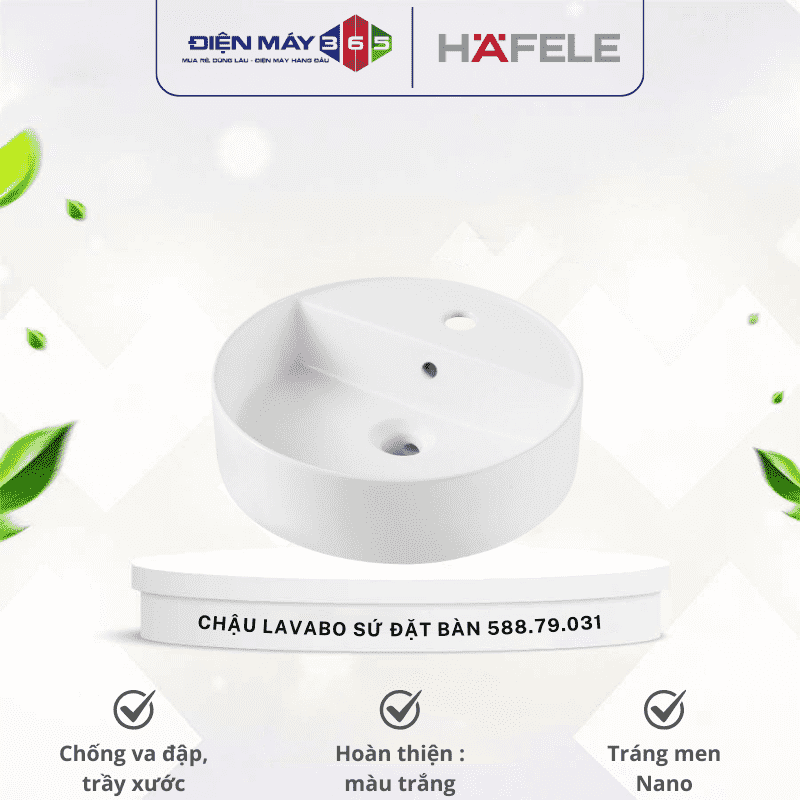 Chậu Lavabo sứ đặt bàn Sapporo 420 Hafele 588.79.031 3 Chậu Lavabo sứ đặt bàn Sapporo 420 Hafele 588.79.031