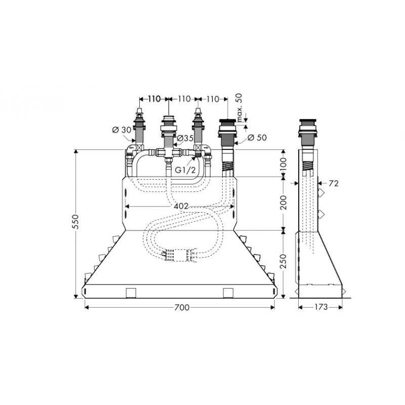 Bộ âm cho bộ trộn bồn tắm 4 lỗ 589.29.951 4 Bộ âm cho bộ trộn bồn tắm 4 lỗ 589.29.951