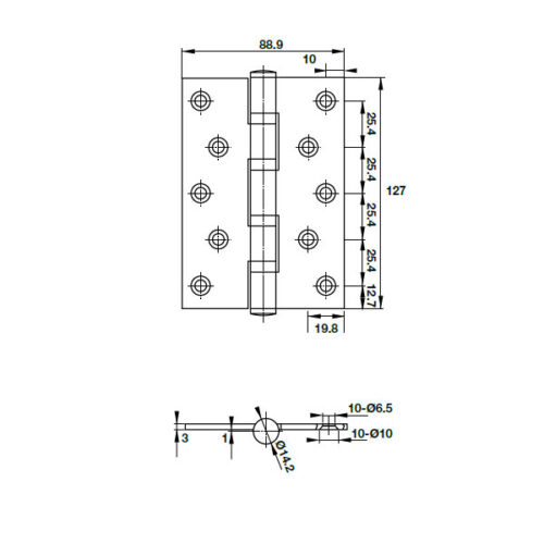 Bản lề lá 2 vòng bi 80Kg Hafele 926.25.104 5 Kích thước của Bản lề lá 2 vòng bi 80Kg Hafele 926.25.104