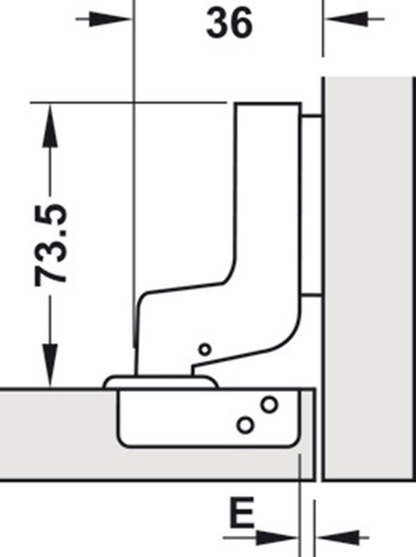 Bản lề lọt lòng Metalla A DIY 110º Hafele 493.03.025 4 Kích thước của Bản lề lọt lòng Metalla A DIY 110º Hafele 493.03.025