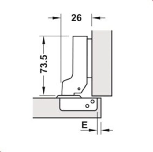 Bản lề Metalla SM không bật 110° trùm nửa Hafele 315.18.301 5 Kích thước của Bản lề Metalla SM không bật 110° trùm nửa Hafele 315.18.301