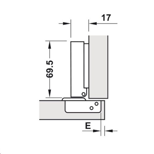 Bản lề trùm ngoài Metalla SM 110° giảm chấn Hafele 315.11.750 5 Kích thước của Bản lề trùm ngoài Metalla SM 110° giảm chấn Hafele 315.11.750